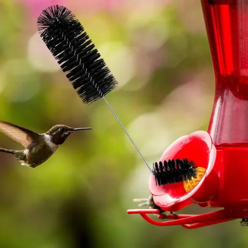 Vista 5 de Cepillo de limpieza para comederos de colibríes, 19 piezas, 3 tamaños, mini nailon de doble cabeza 2 en 1, cepillo para colibríes difícil
