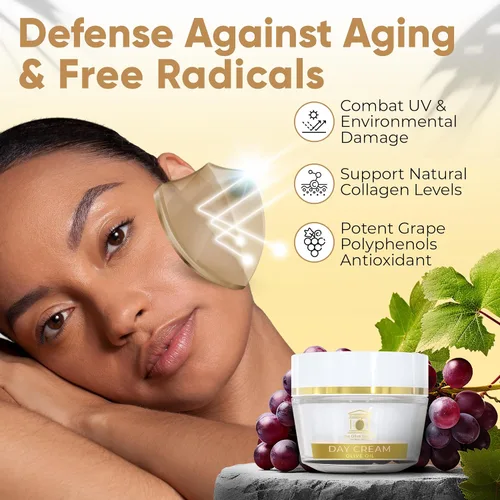 Vista 4 de Crema de día antienvejecimiento, enriquecida con aceite de oliva, argán, polifenoles de jugo de uva y ácido hialurónico reticulado, une el agua 50