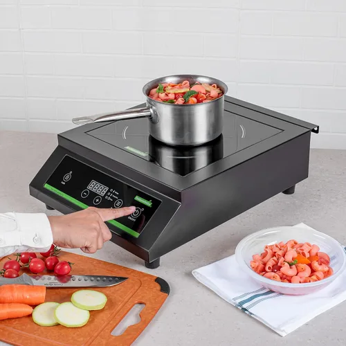 Vista 5 de Restaurantware -Kitchen Tek - Placa de inducción de 1800 W, 1 placa eléctrica con sensor táctil - 140F a 465F, 10 ajustes de potencia, estufa