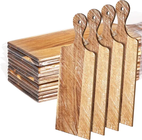 Vista 9 de Patelai Juego de 12 Tablas de Cortar de Madera con Asas, Tabla de Cortar Grande para Servir en la Cocina, Tabla de Cortar Lisa, Regalos a Granel