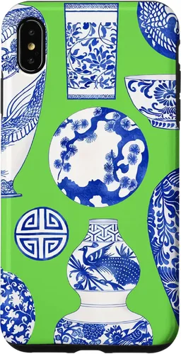 Vista 11 de Blue Willow Chinoiserie Pagoda Ginger Jar Preppy Blue Green Case para iPhone 16