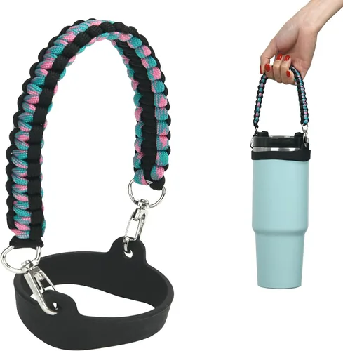 Vista 9 de Wongeto Correa con Asa para Botella de Agua - Compatible con Botella de Agua Stanley - Asa de Paracord para Accesorios de Vaso Stanley