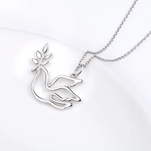 Vista 4 de DAOCHONG Collar con colgante de animal en corazón de plata esterlina S925 de 18 pulgadas