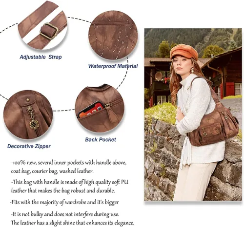 Vista 4 de Angel Barcelo Bolsos de cuero sintético para mujer, bolso de hombro, a la moda, bolsas para niñas