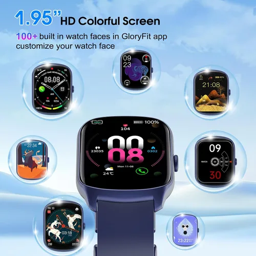 Vista 3 de Reloj inteligente para hombres y mujeres, reloj inteligente HD de 1.95 pulgadas (marcación/respuesta de llamadas), monitor de frecuencia