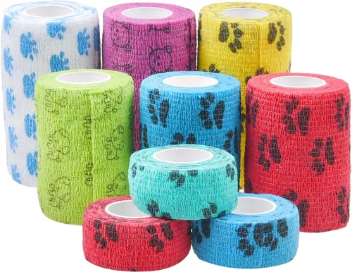 Vista 9 de Vendaje autoadhesivo - Vendaje para lesiones para mascotas, perros, gatos, caballos - Paquete de 12 - Vendajes para patas de perros - Previene
