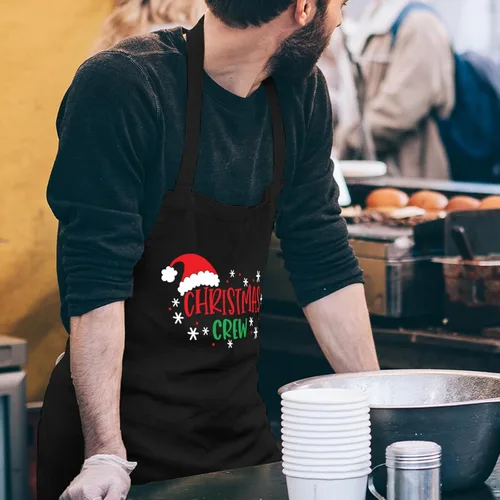 Vista 3 de Delantales de Navidad para mujeres y hombres con bolsillos, delantal de cocina para cocinar, hornear, decoración de vacaciones, regalos para papá
