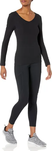 Vista 5 de Amazon Essentials - Camisas de manga larga de punto con cuello en V de canalé para mujer, de ajuste delgado para superposición