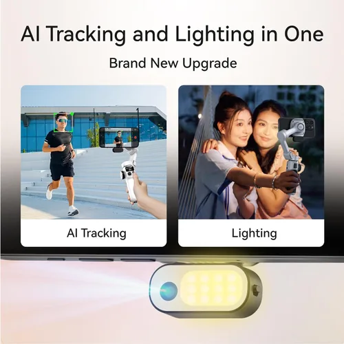 Vista 3 de AOCHUAN Gimbal de teléfono de 3 ejes para iPhone, estabilizador de cardán con seguimiento automático de 360 ° de AI Pan, varilla de extensión