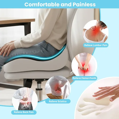 Vista 4 de Cojín de Asiento OVRST, Cojín de Memoria para Silla de Oficina, Diseño Ergonómico, Alivio de Ciática y Dolor por Sentarse por Largo Tiempo, Adecuado