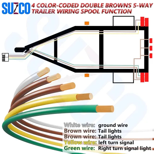 Vista 3 de 400 pies suficiente 14AWG CCA【2 cables marrones】4 cables codificados por colores de 4 vías 5 cables unidos para remolque RV cámper enganche de 4