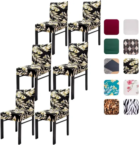 Vista 15 de Juego de 4 fundas para sillas de comedor, fundas elásticas de elastano para sillas, fundas protectoras para sillas Parsons, fundas extraíbles