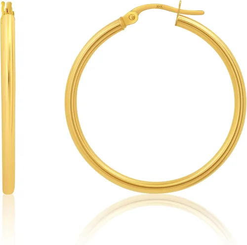 Vista 29 de Solid 10K or 14K Gold 12MM to 50MM Hoop Earrings for Women 10K oro blanco