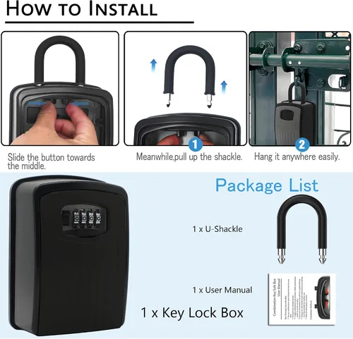 Vista 6 de Caja de cerradura de seguridad extra grande con combinación de 4 dígitos