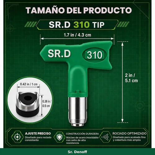 Vista 3 de SR.D Punta de repuesto de posventa para punta reversible de baja presión de acabado fino Graco FFLP RAC X (110)