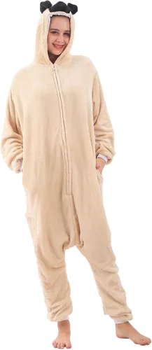 Vista 9 de ZOBAYOP Pijama unisex con capucha de animales para adultos, para mujeres y hombres, disfraz de Halloween, cosplay, perro