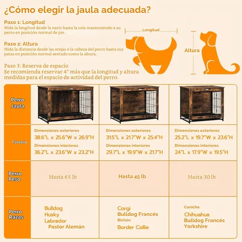 Vista 7 de Mueble de jaula para perros, perrera pequeña de 25.5 pulgadas para interiores, jaula de madera con bandeja extraíble, mesa auxiliar lateral que