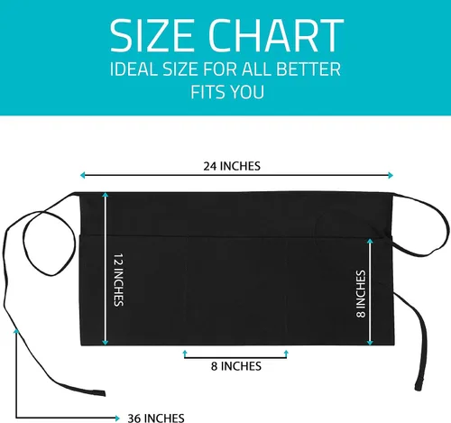 Vista 3 de Utopia Wear Delantal de cintura de 3 bolsillos paquete de 4 delantal corto para camarera de servidor para hombres y mujeres cocina restaurante