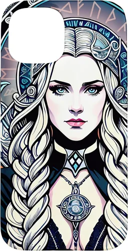 Vista 6 de iPhone 16 Skadi Diosa nórdica, mito vikingo nórdico, runas, estuche de arte nórdico