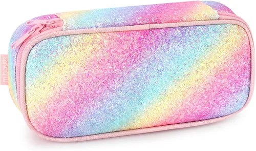 Vista 12 de Lapicera para niñas, estuche con divisiones múltiples para lápices, diseño de fresas color rojo