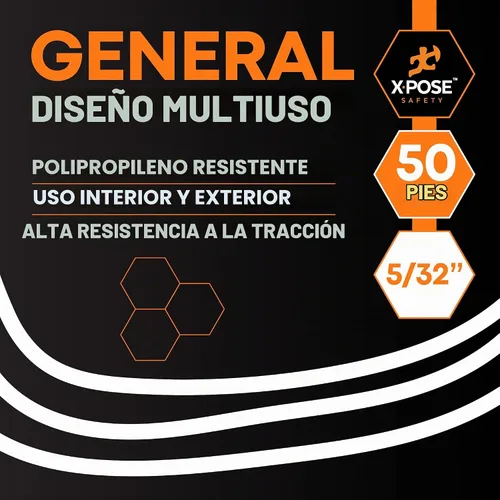 Vista 4 de Cuerda de plástico de 5/32 pulgadas x 50 pies, línea de ropa blanca para colgar y secar la ropa, línea de lavandería de plástico trenzado resistente