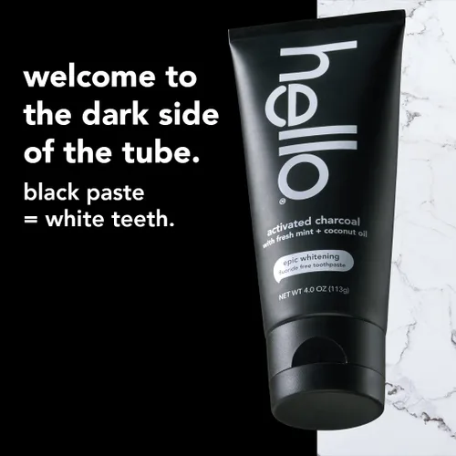 Vista 6 de Hello Pasta de dientes con flúor blanqueadora natural (paquete de 3) y pasta de dientes épicas con carbón activado sin flúor