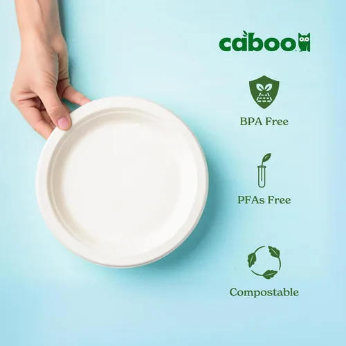 Vista 3 de Caboo Cuencos desechables de papel de bambú, paquete de 125 cuencos biodegradables resistentes de 14 onzas, cuenco compostable, cuenco de fiesta