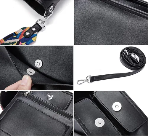 Vista 6 de Telena Bolsos cruzados para mujer, de cuero vegano, bolso cruzado para el hombro, bolsa de cubo Hobo