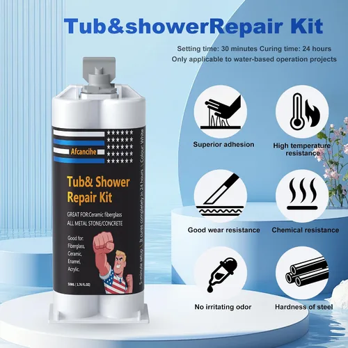 Vista 2 de Kit de reparación de bañera blanco, excelente para ducha de fibra de vidrio marina, fregadero de porcelana, cerámica, parche de bañera de acrílico