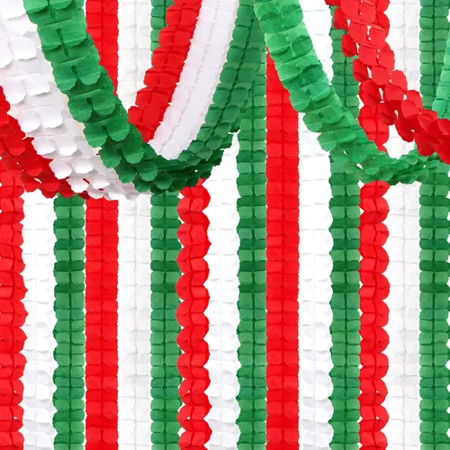 Vista 14 de Guirnalda de serpentinas para decoración de fiesta, color negro, verde y plateado - 12 piezas, guirnalda de papel de trébol de cuatro hojas