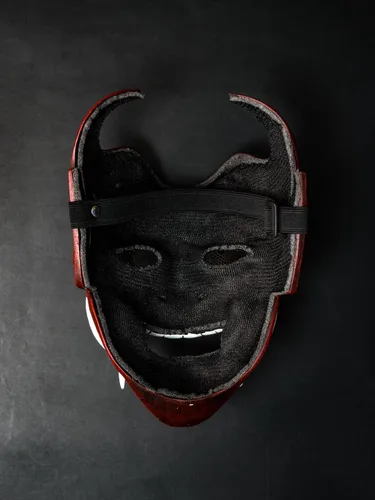 Vista 7 de Oni Samurai Airsoft máscara de Halloween disfraz de guerrero ninja malvado demonio asesino Cosplay película utilería verde V2 KK105