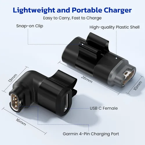 Vista 4 de RUXELY Paquete de 4 adaptadores de cable de cargador de reloj USB C a Garmin