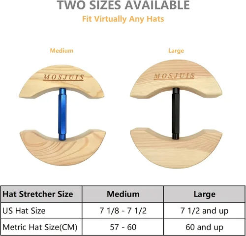 Vista 5 de Ensanchador de sombreros para sombreros ajustados de madera maciza para sombreros de vaquero, sombreros, gorras de béisbol para hombres y mujeres