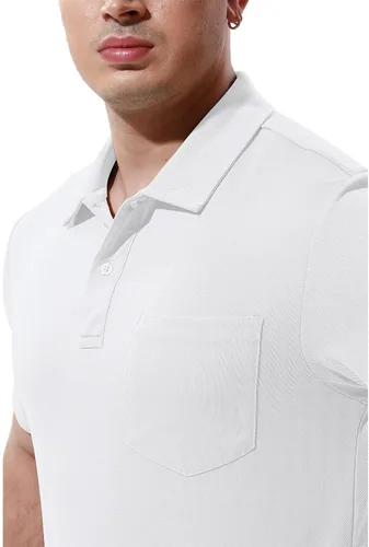 Vista 4 de YSENTO Camisas polo de manga corta con cuello y bolsillo para hombre