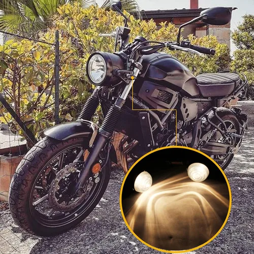 Vista 4 de Luces intermitentes para motocicleta compatibles con Sportster 883 Street Bike Dirt Bike Cruiser y chopper Negro-negro