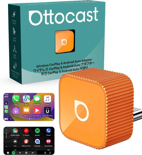 Vista 12 de Ottocast Mini Cube 3.0 Adaptador Inalámbrico CarPlay y Android Auto 2026 – Enchufe y Reproduce, Rápida Reconexión Automática (Negro)
