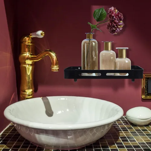 Vista 7 de Beavorty Estante flotante de baño: 2 piezas montado en la pared, no perforado, soporte adhesivo de metal para estanterías decorativas