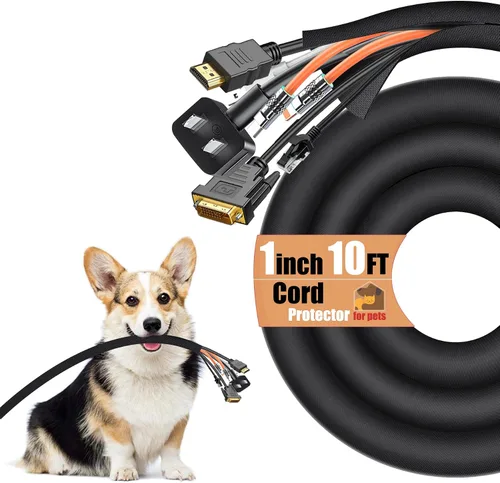 Vista 10 de Protectores de cable contra mascotas que no mastican, protectores de alambre de 1/2 pulgada y 10 pies para mascotas, fundas de cable para mascotas