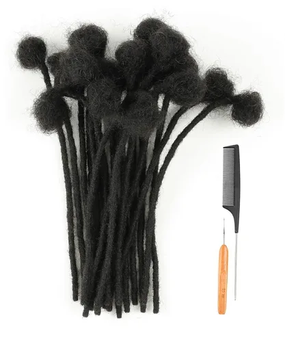 Vista 8 de Extensiones de rastas de cabello humano Cypsin de 6 pulgadas, 60 hebras, 0.2 cm de ancho, 100% cabello humano, extensiones de rastas permanentes