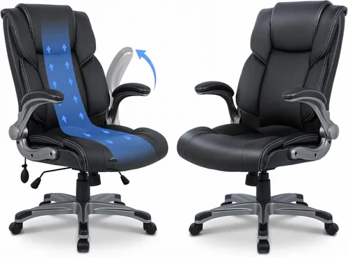 Vista 10 de COLAMY Silla Ergonómica de Oficina Ejecutiva con Cuero Sintético Grueso, Reposabrazos Abatibles, Respaldo Alto Ajustable en Altura e Inclinación