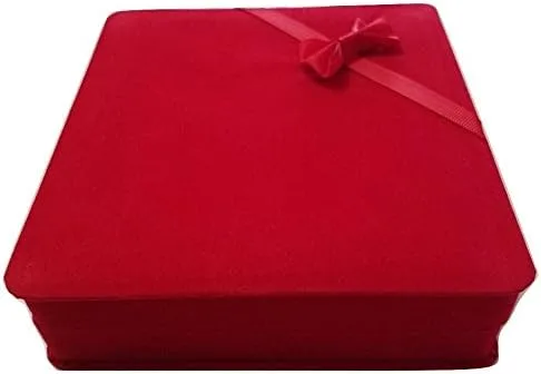 Vista 3 de JM Future Caja de regalo de terciopelo para joyería, collar, pendientepulsera, XL, rojo