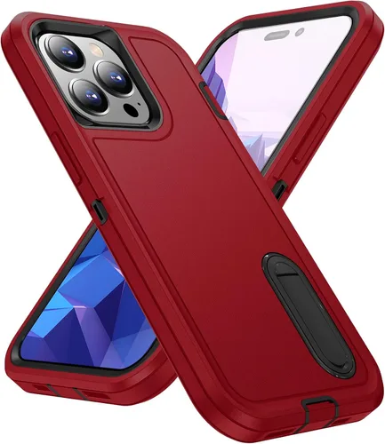 Vista 21 de IDweel Funda para iPhone 15 con soporte, protección resistente a los golpes, antiarañazos, delgada, ligera, protectora resistente, funda rígida