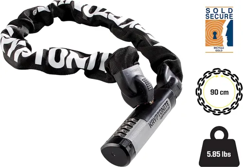 Vista 5 de Kryptonite Kryptolok 990 - Cerradura de cadena combinada para bicicleta, 3 pies de largo, resistente, antirrobo, vendida, segura, segura, cerradura