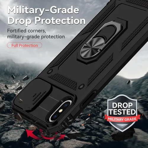 Vista 5 de M MAIKEZI Funda para iPhone X/iPhone Xs con cubierta para lente de cámara, protector de pantalla HD, protección contra caídas de grado militar