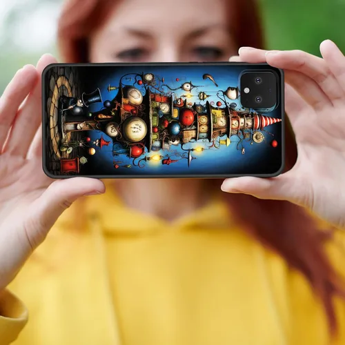 Vista 5 de Funda protectora para Pixel 4 XL, funda protectora de silicona antiarañazos de TPU premium para Google Pixel 4 XL, arte de torre de reloj