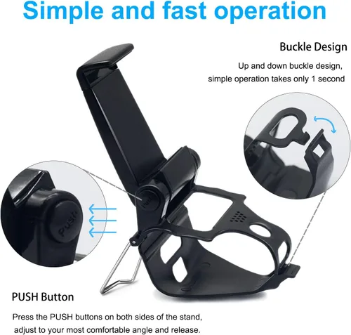 Vista 5 de BRHE Phone Clip for PS4 Controller Mobile Gaming Mount Bracket Holder Adjustable Stand Clamp Compatible with iPhoneiOS, Android, for Playstation4