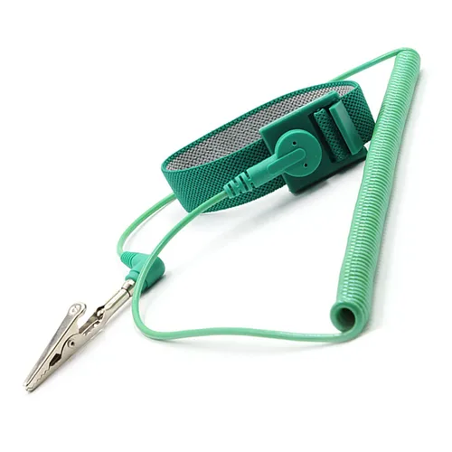 Vista 3 de Correa de muñeca antiestática con cable de conexión a tierra ESD Pulsera antiestática ajustable cuerda en espiral pulsera anti choque (1)