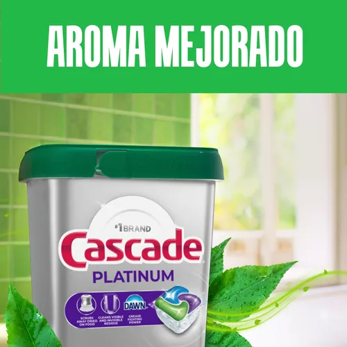 Vista 5 de Cascade Platinum ActionPacs Cápsulas de detergente para lavavajillas, fresco, 48