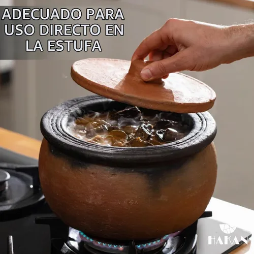 Vista 3 de Hakan Efes - Ollas de cocina de arcilla con tapas, pequeñas ollas de arcilla de 1.9 cuartos de galón para cocinar, ollas de arroz tradicionales sin