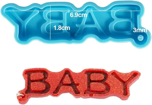 Vista 2 de 1 molde de resina epoxi con letras de mamá papá, moldes de silicona para colgantes de corazón, molde de fundición para herramientas de fabricación